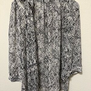 New York & Company Monochrome/ Snakeskin Print Blouse